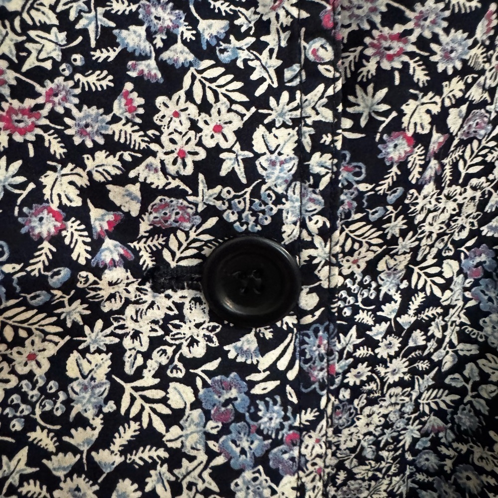 Talbots Tiny Ditsy Blue Floral Cotton Jacket Blazer Notch Collar Size 16 - Picture 5 of 12